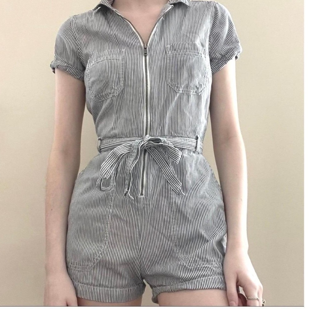 Abercrombie & Fitch Navy and White Striped Romper